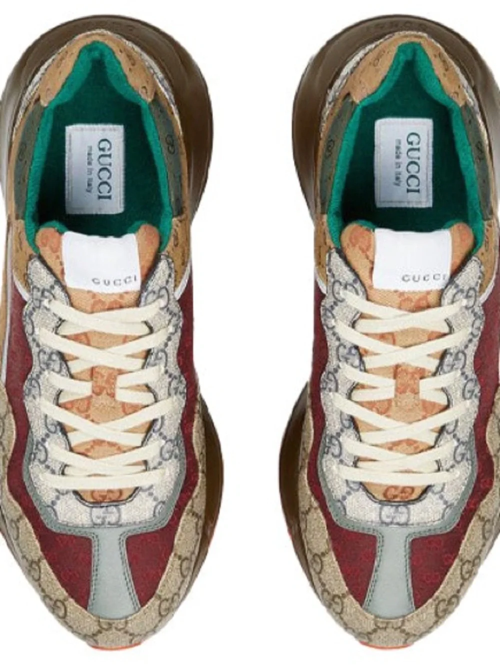 Gucci Green, Brown & Orange Men's Logo Runner Sneaker